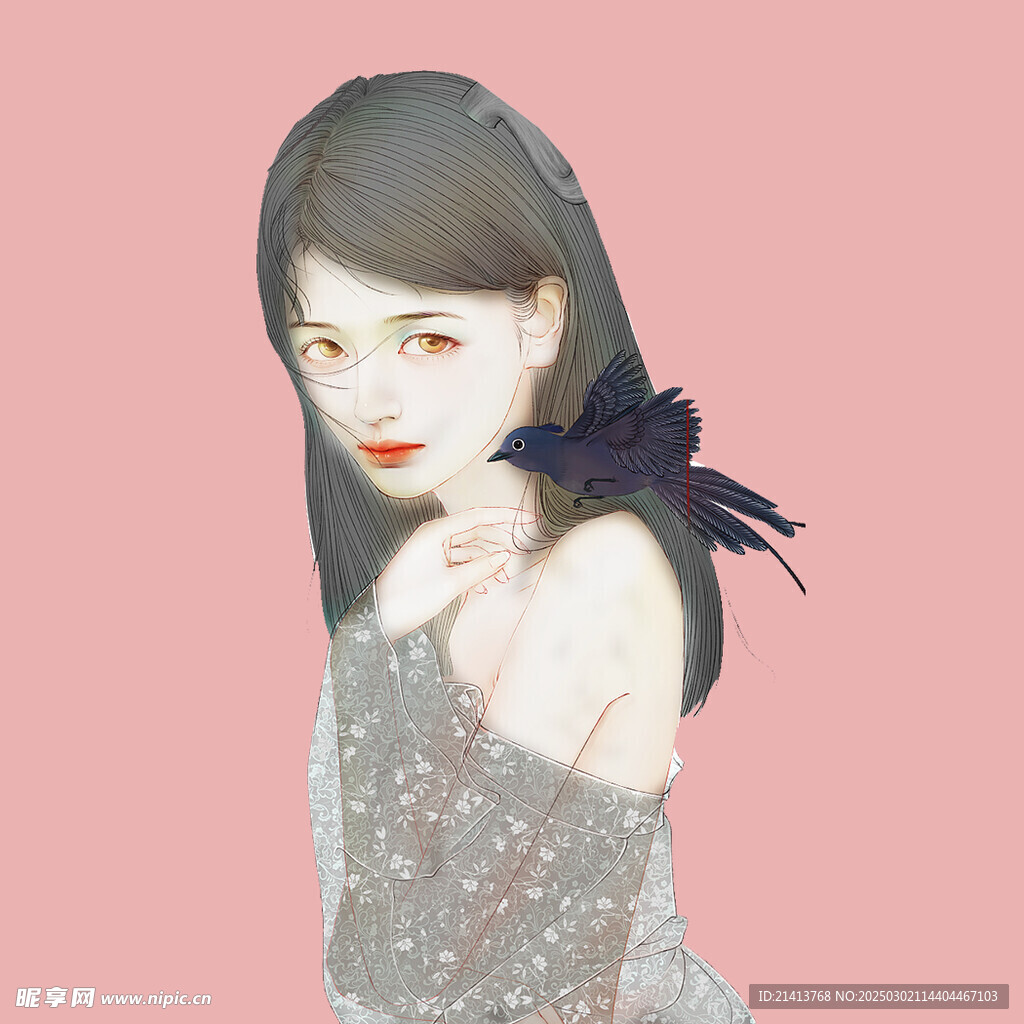 手繪女孩女人