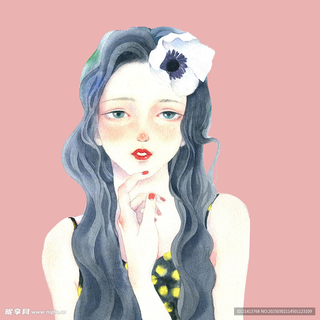 手繪女孩女人