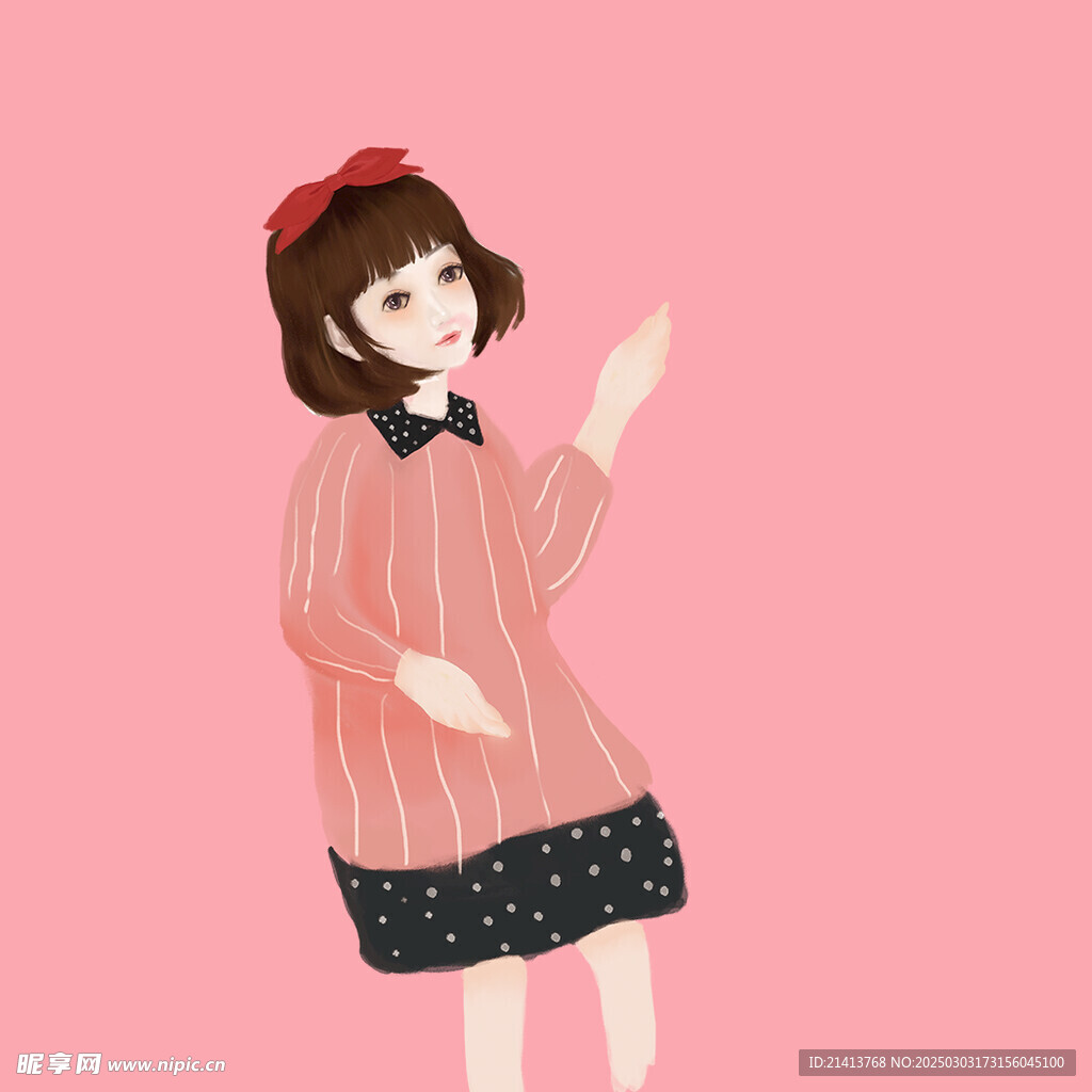 手繪女孩女人