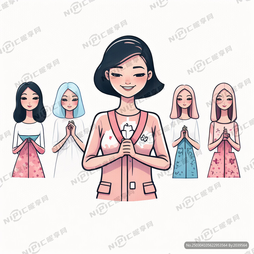 婦女節 卡通 女性  白色背景