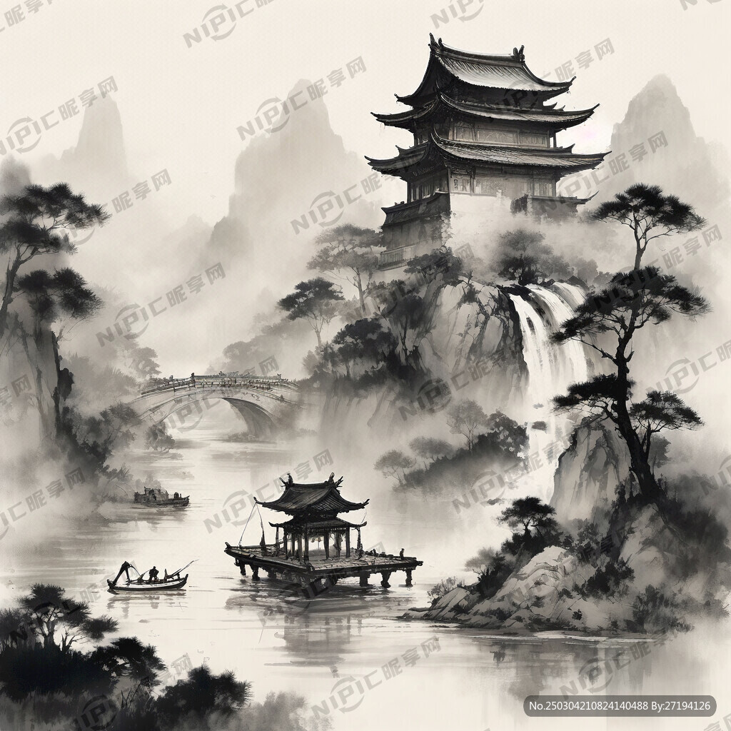 清明上河圖復古橫版中式風格