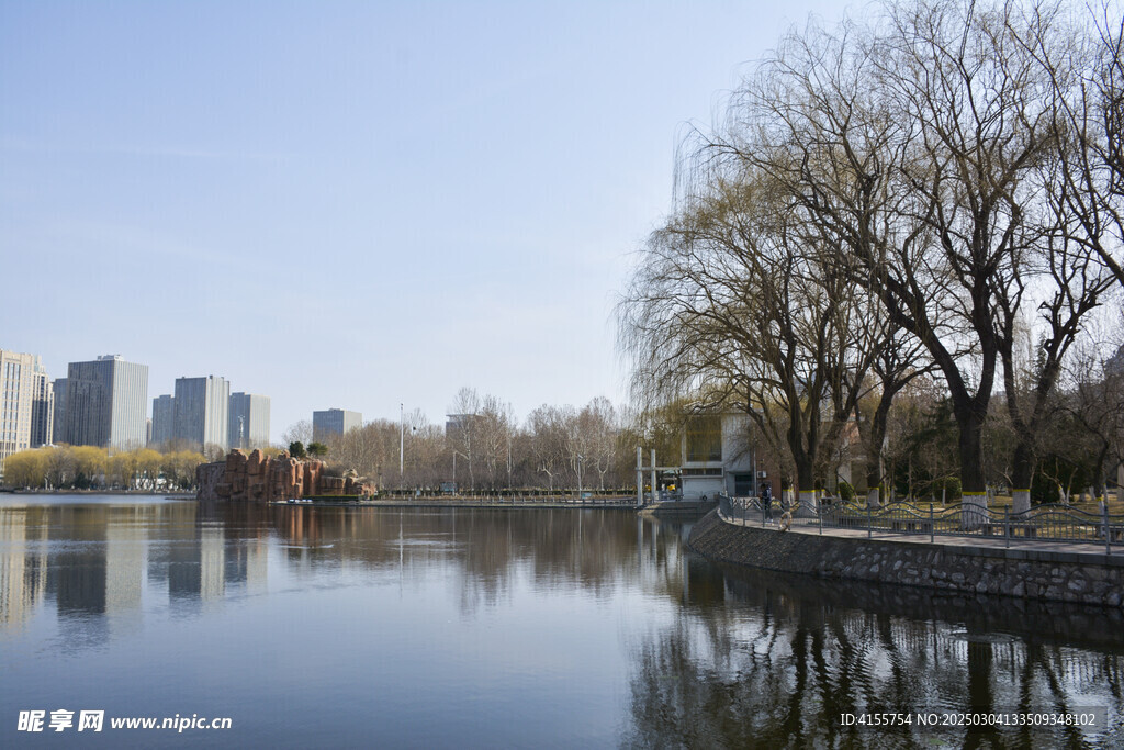 公園湖面倒影