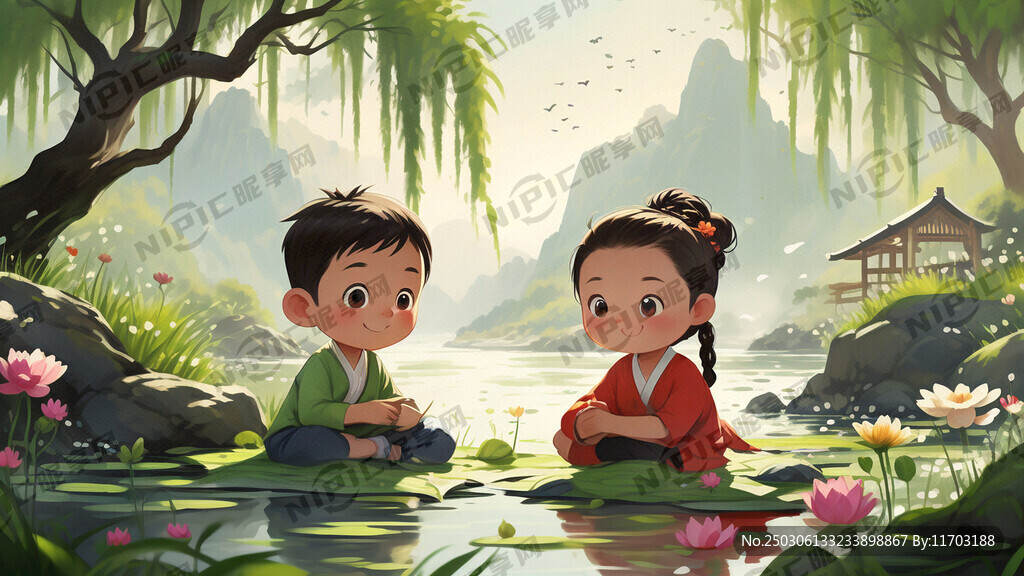 春天 在綠色草地上 正面 寫實