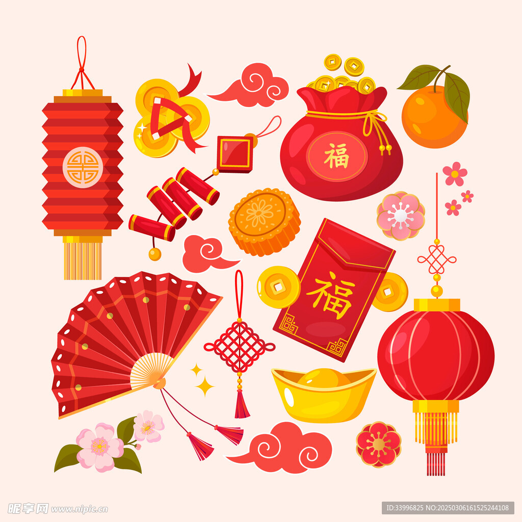 逼真漂亮的春節(jié)元素