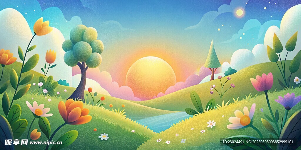 春天插畫(huà)背景