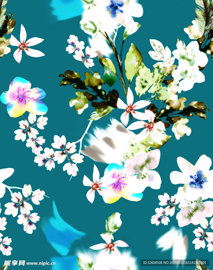 藏藍底扎染花