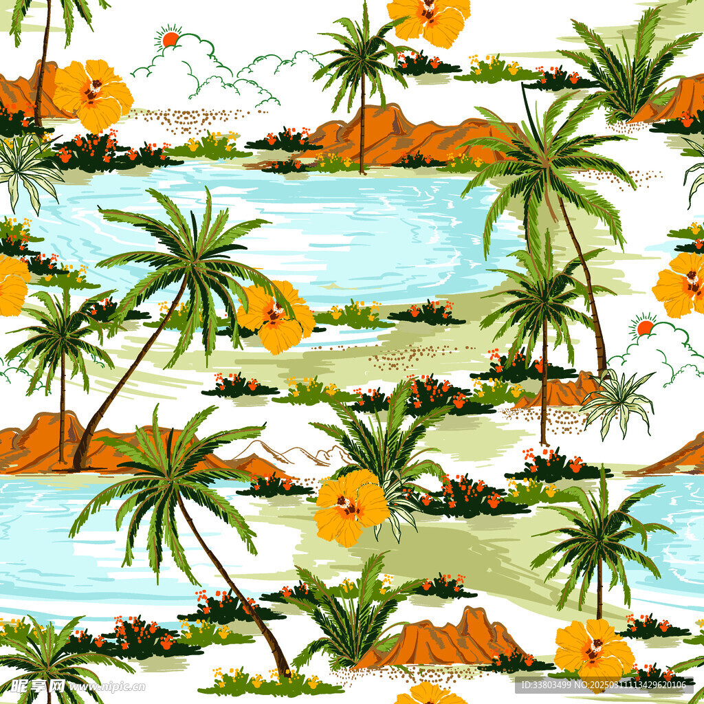 椰樹 花 海灘
