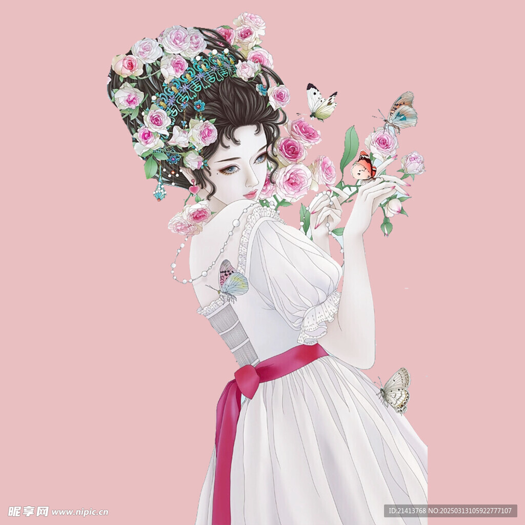 手繪女孩女人