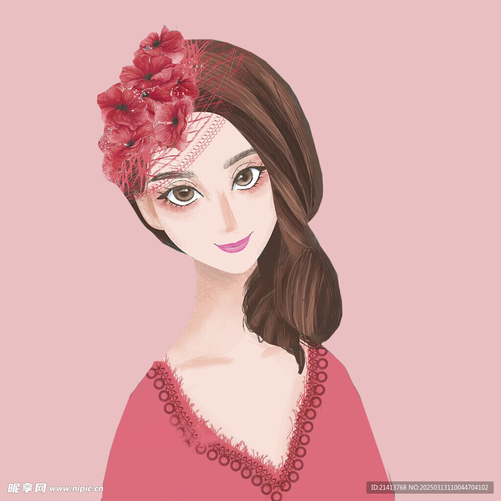 手繪女孩女人