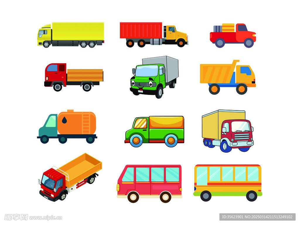 卡通貨車 公交車圖