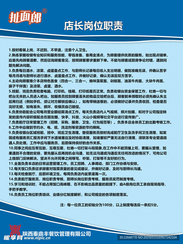 店長崗位職責