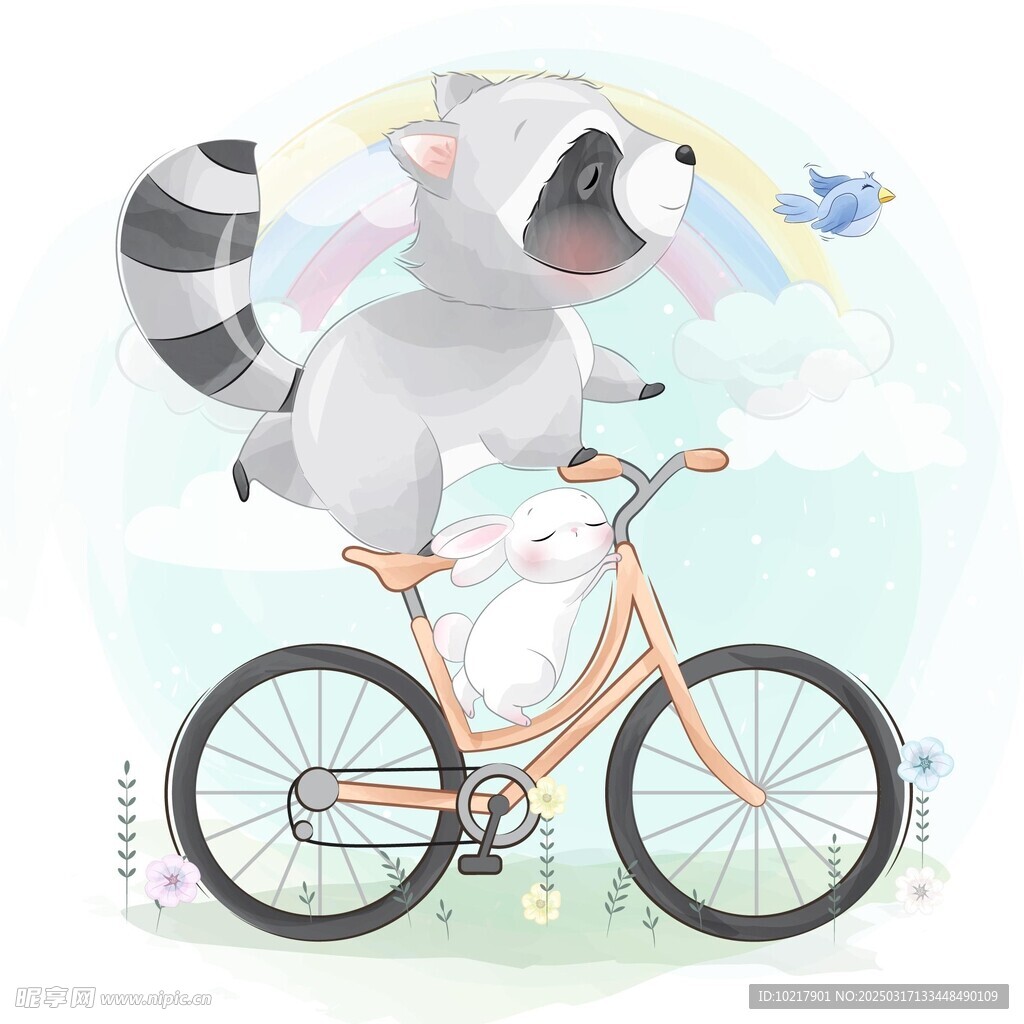  夢(mèng)幻可愛卡通動(dòng)物插畫