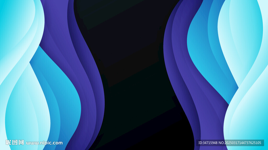 黑底藍色抽象曲線矢量背景