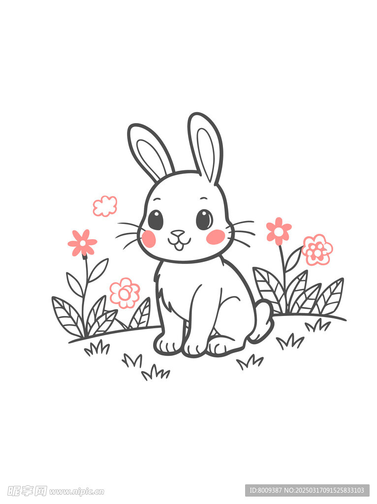 素描可愛兔子插畫