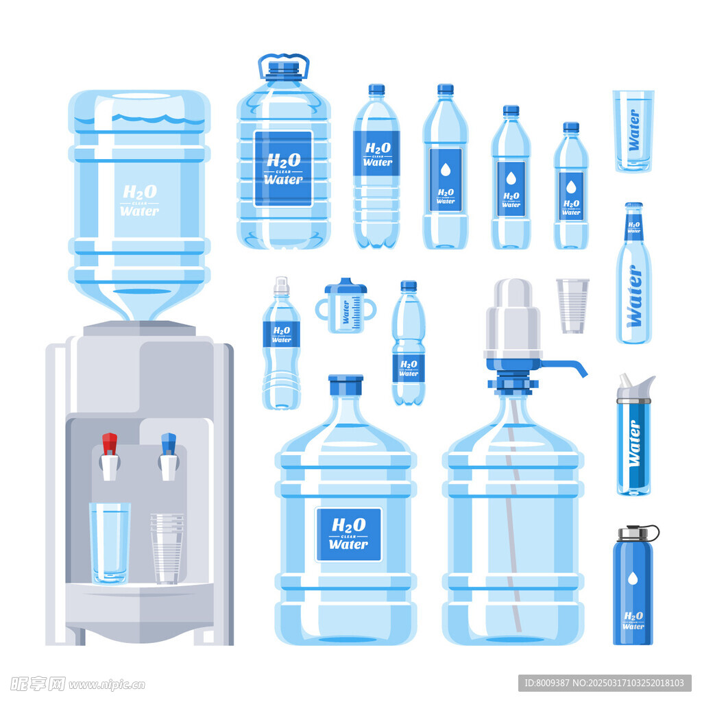 純凈水與飲水機卡通插畫
