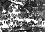 古代街景人物線稿