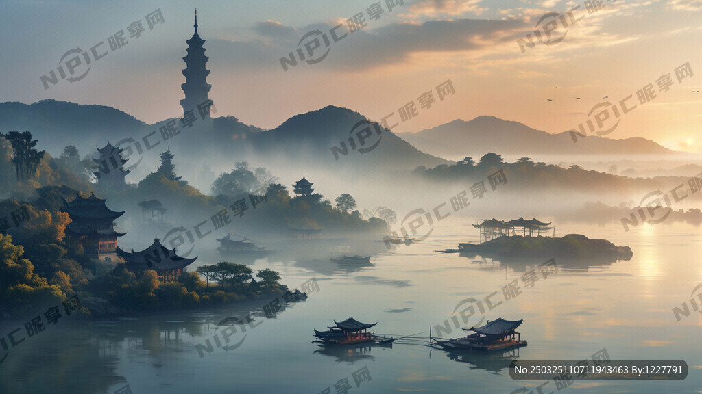 無(wú)錫太湖 靈山 清晨 霧氣
