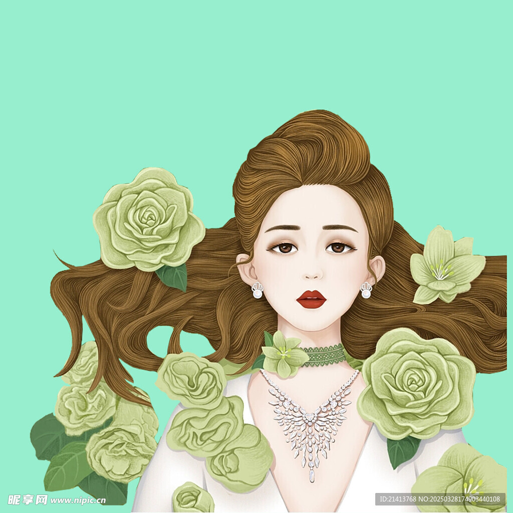 手繪鮮花女孩 