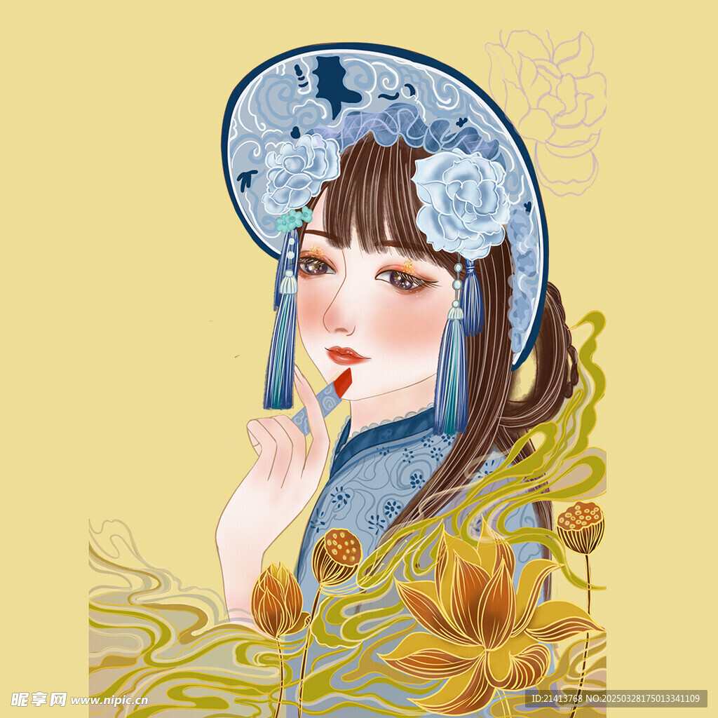 手繪鮮花女孩 