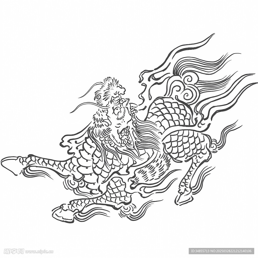麒麟線條圖
