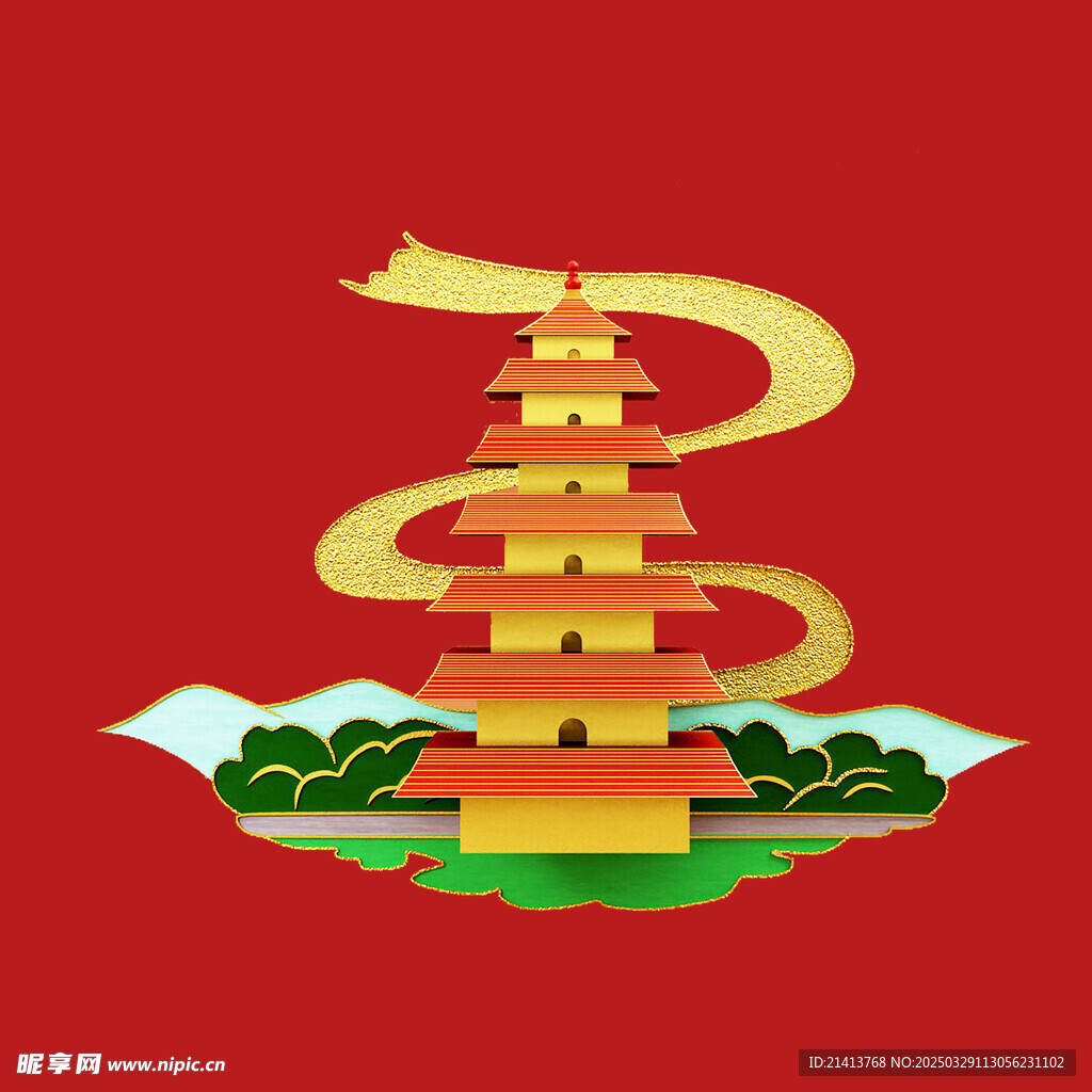 手繪古代建筑 