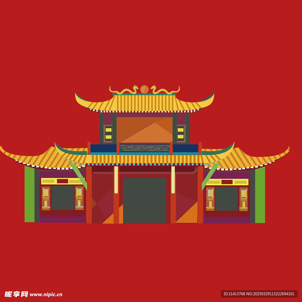 手繪古代建筑