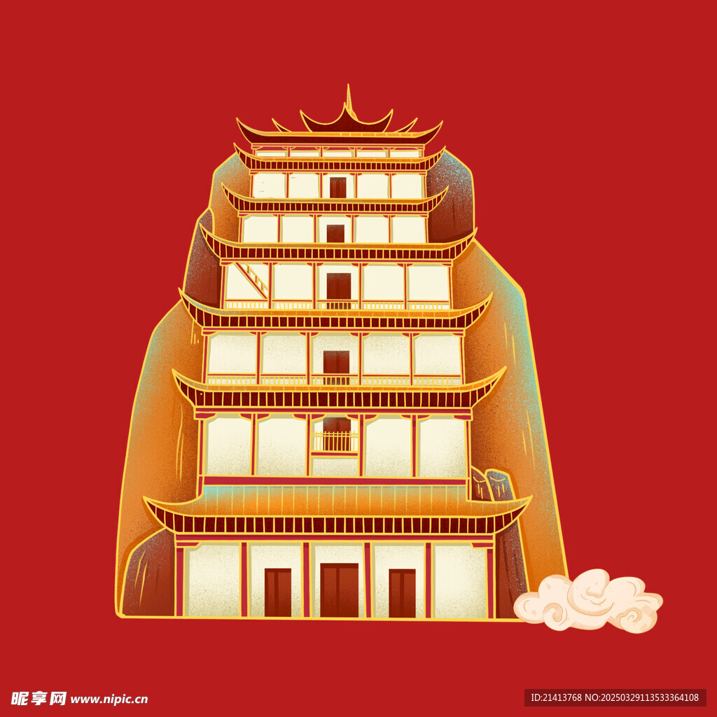手繪古代建筑