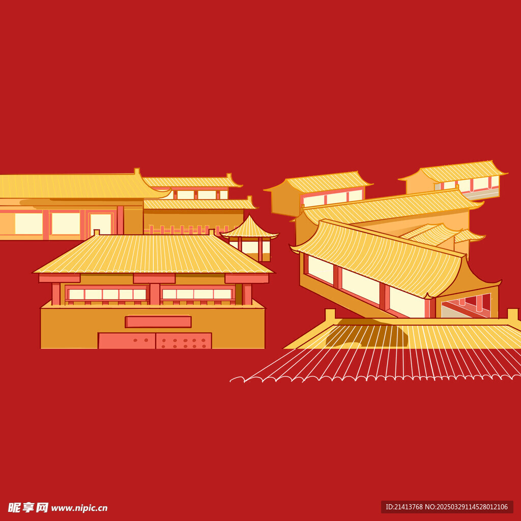 手繪古代建筑