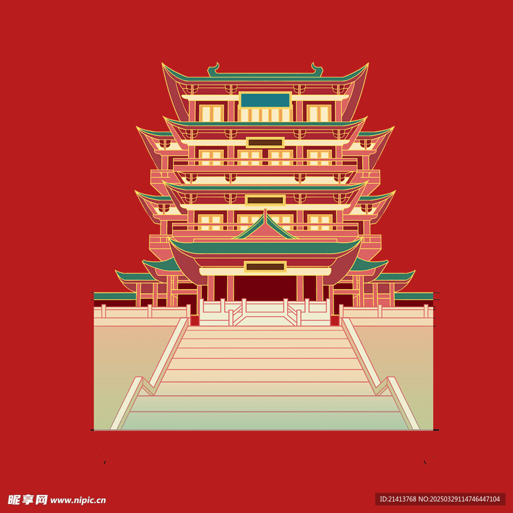 手繪古代建筑
