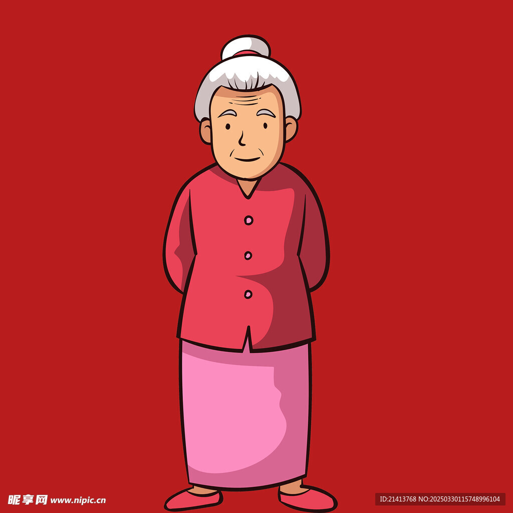 手繪老奶奶