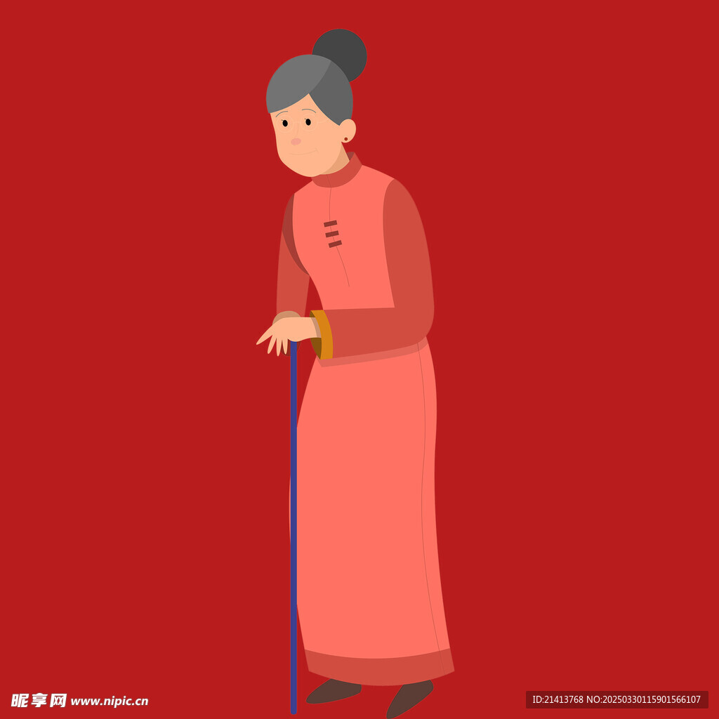 手繪老奶奶