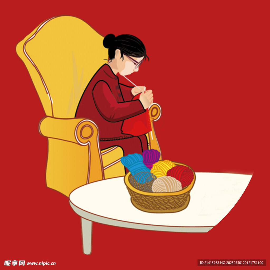 手繪老奶奶