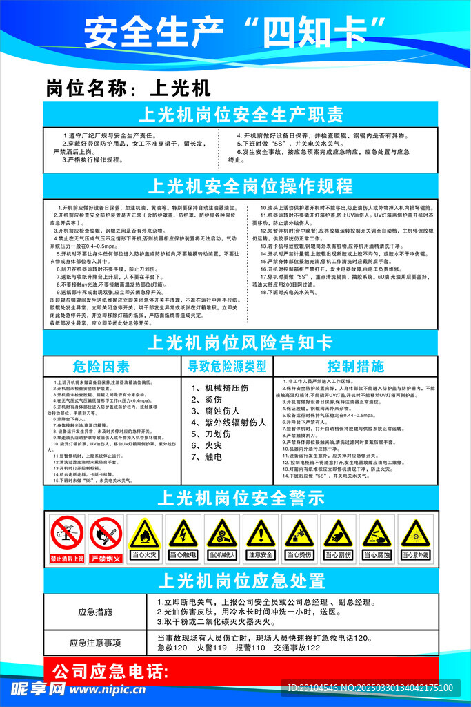 上光機(jī)崗位四知卡