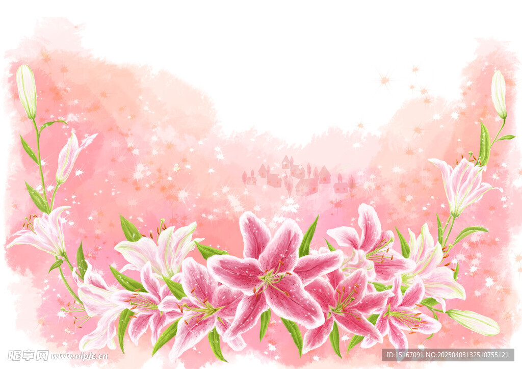 卡通手繪百合花插畫元素