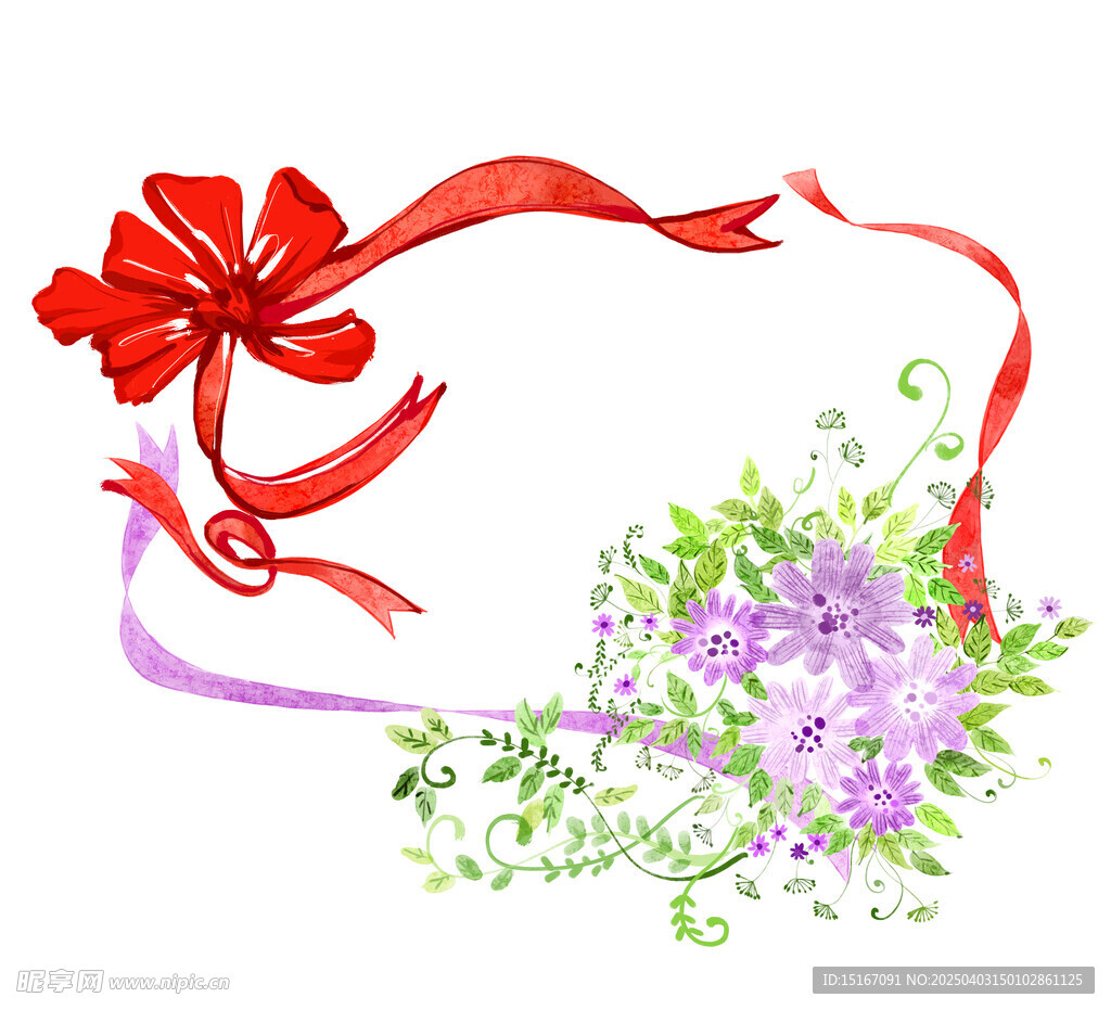 卡通花卉鮮花花邊絲帶元素