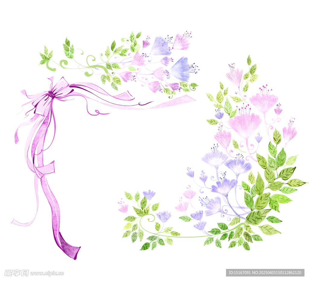 卡通花卉鮮花花邊絲帶元素