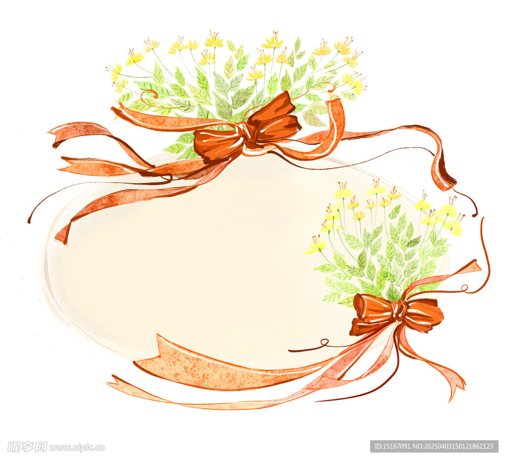 卡通花卉鮮花花邊絲帶元素