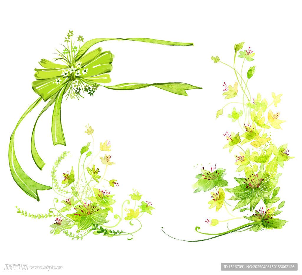 卡通花卉鮮花花邊絲帶元素