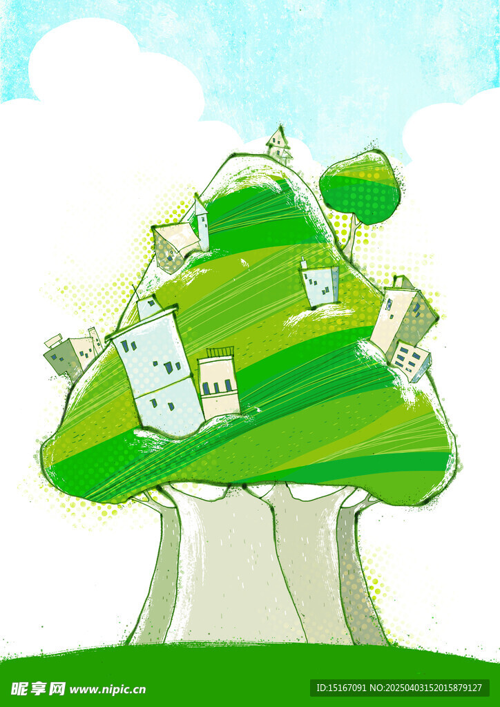 綠色環保卡通插畫