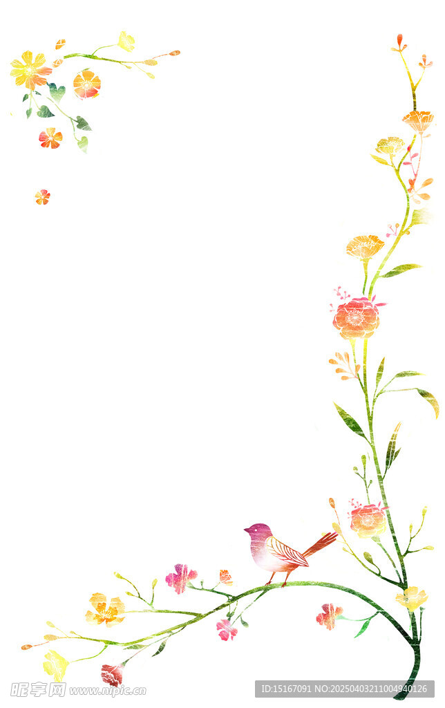 手繪抽象花鳥矢量插畫