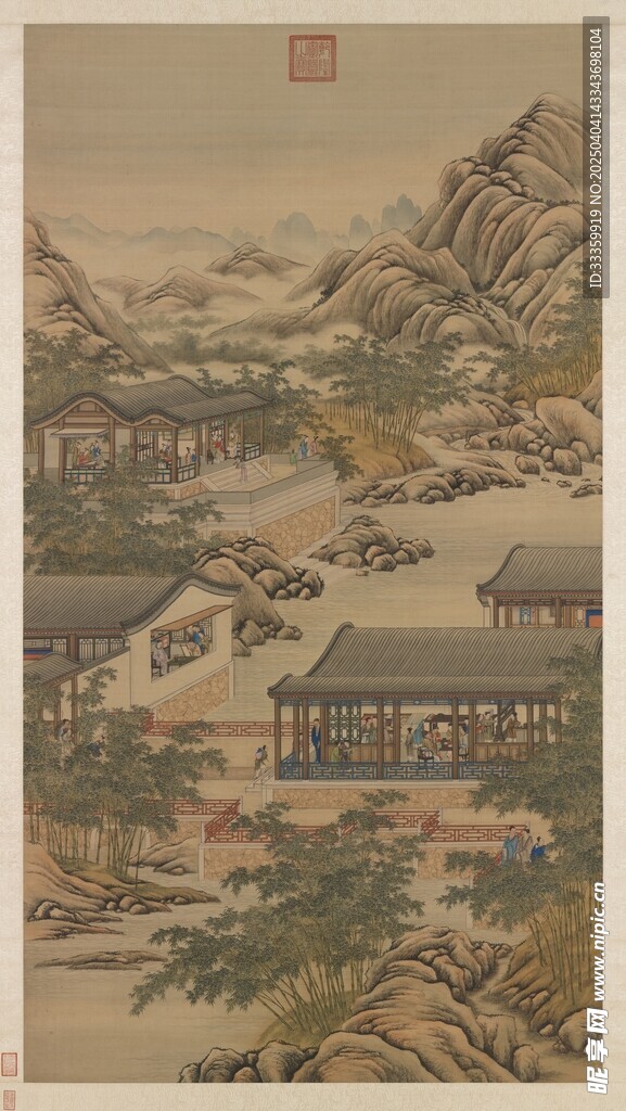 清院本 十二月令圖軸 十月畫像