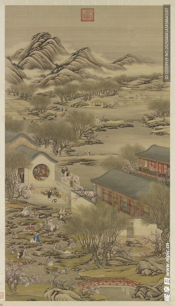 清院本 十二月令圖軸 四月流觴