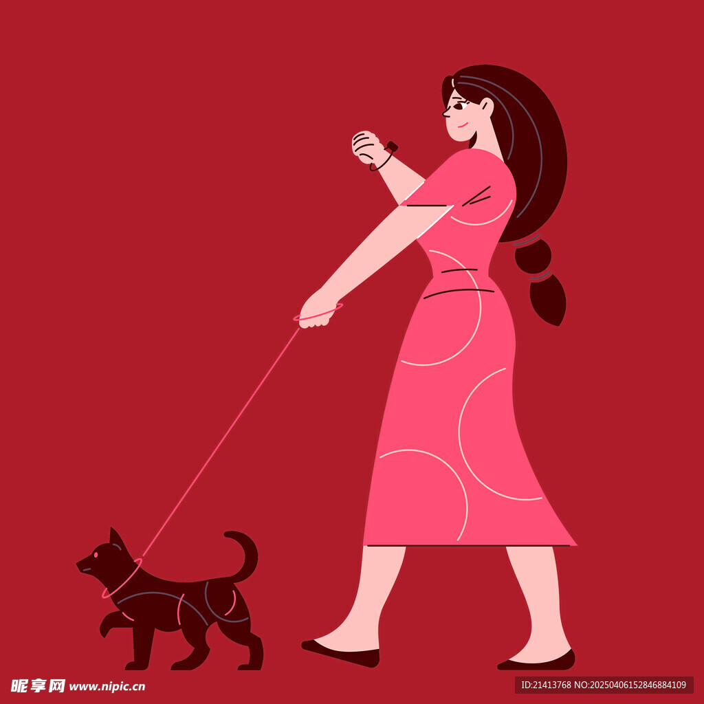 遛狗女孩 