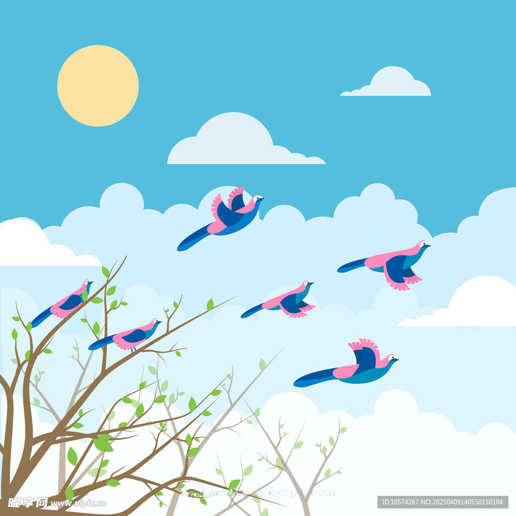 春天鳥類插畫