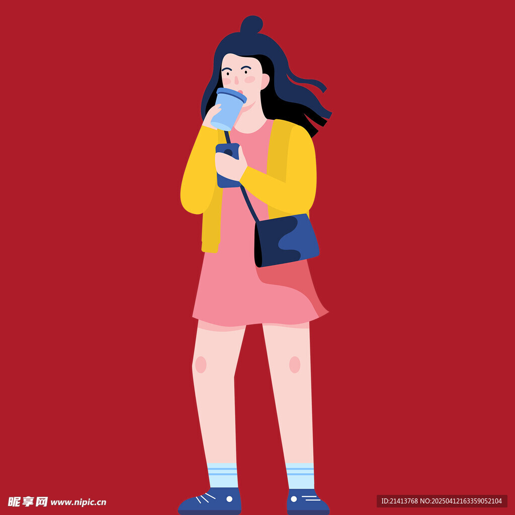 喝咖啡女孩