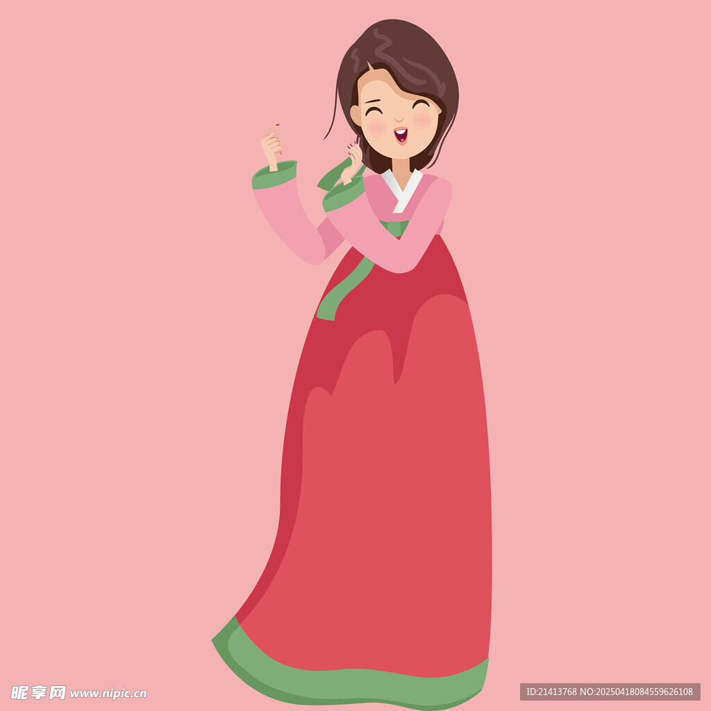 身著韓服的優雅女性