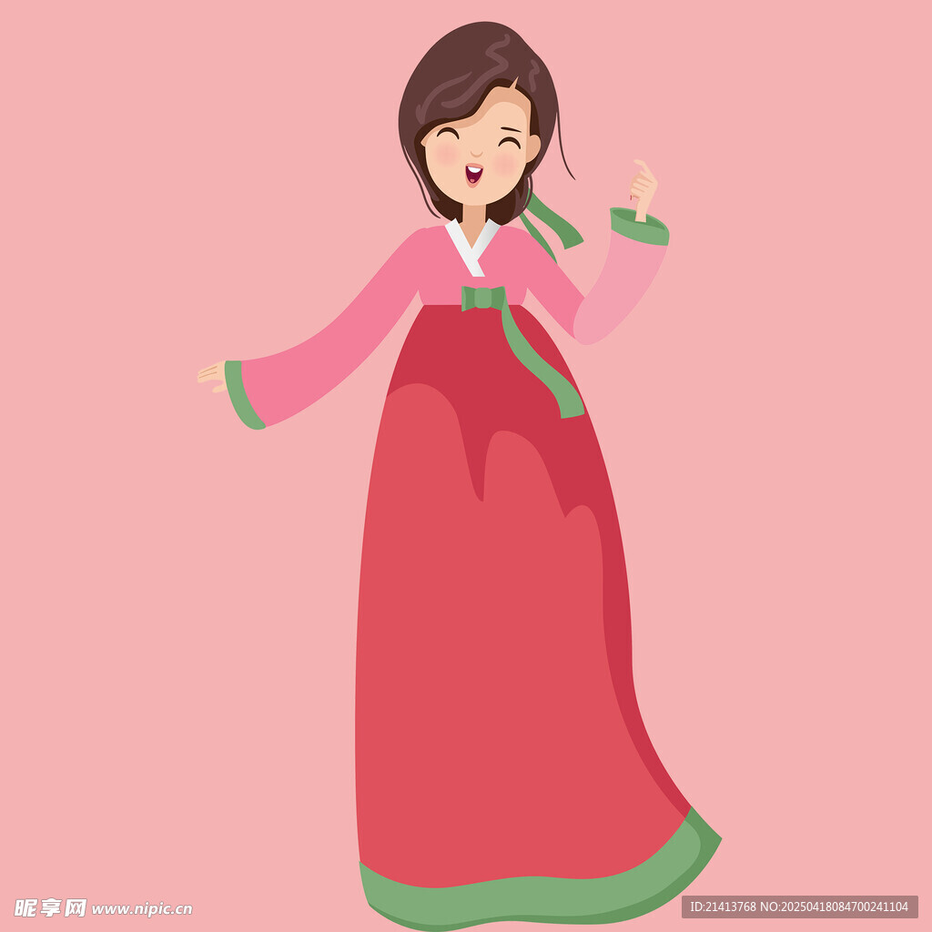 身著韓服的優雅女性