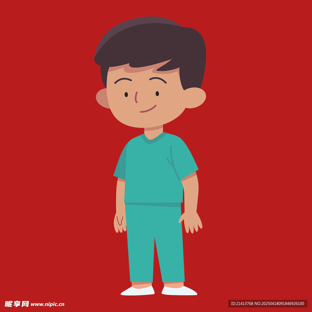 穿藍衣的卡通小男孩