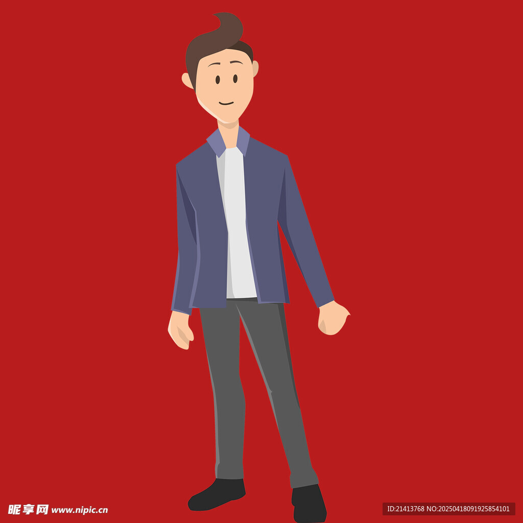 穿藍外套的站立男性