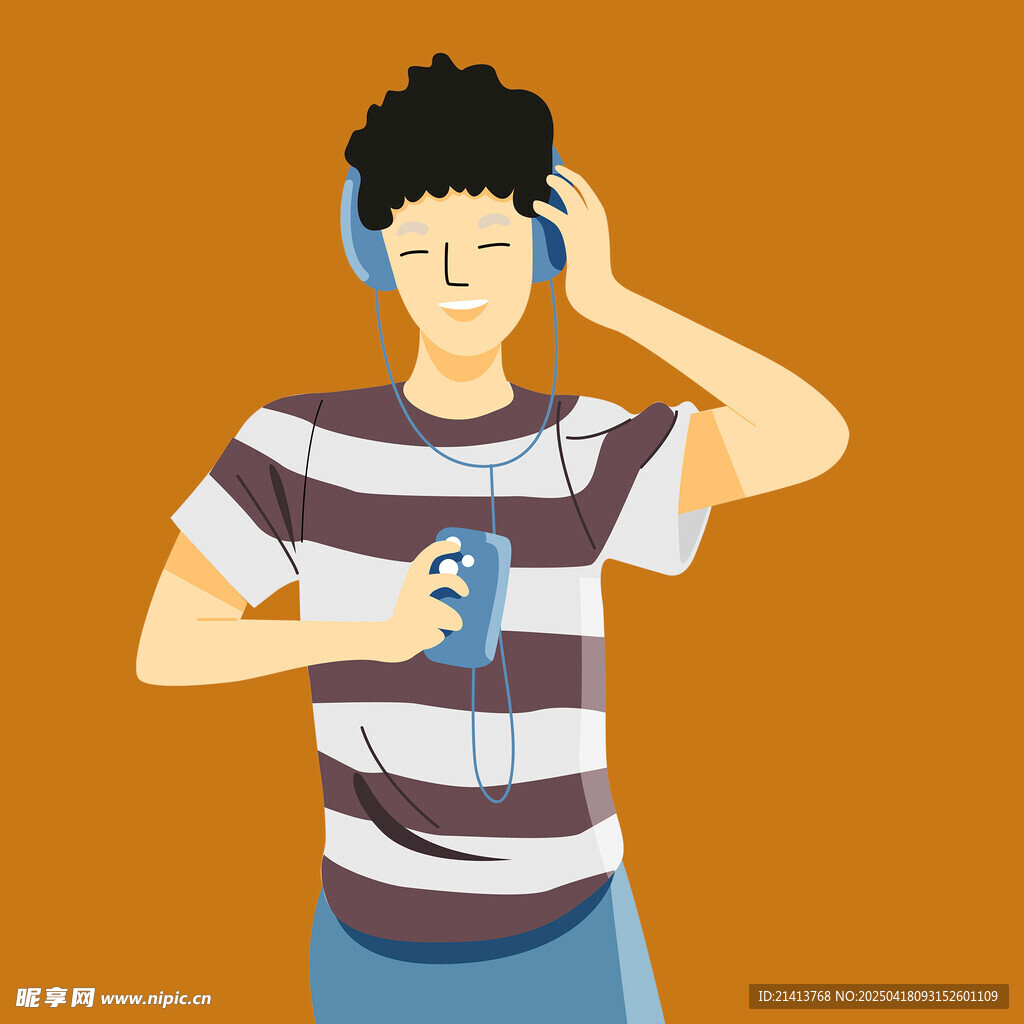 聽音樂的休閑少年